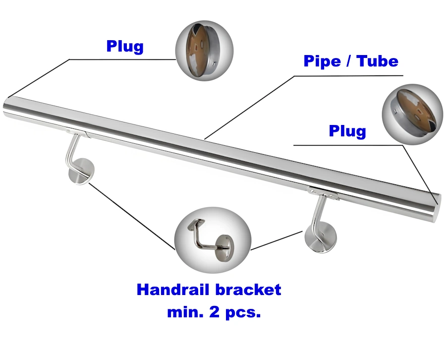 Stainless steel wall-mounted handrail