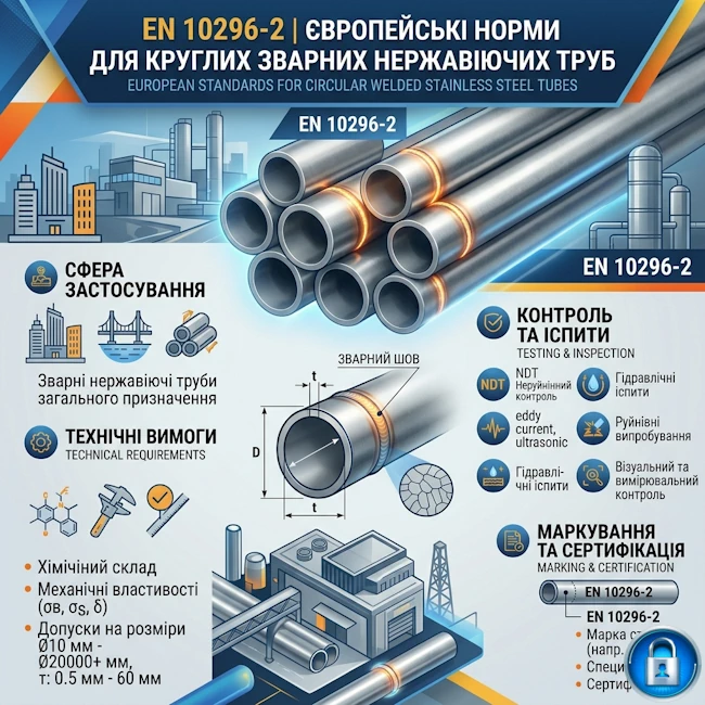 EN 10296-2 | Європейські норми для круглих зварних нержавіючих труб